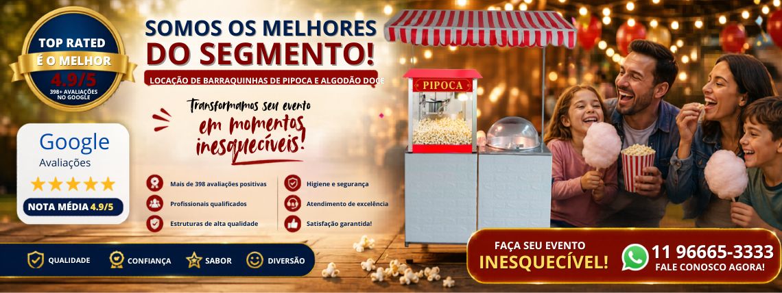 Barraquinha de Pipoca e Algodao Doce - Festa Aniversário