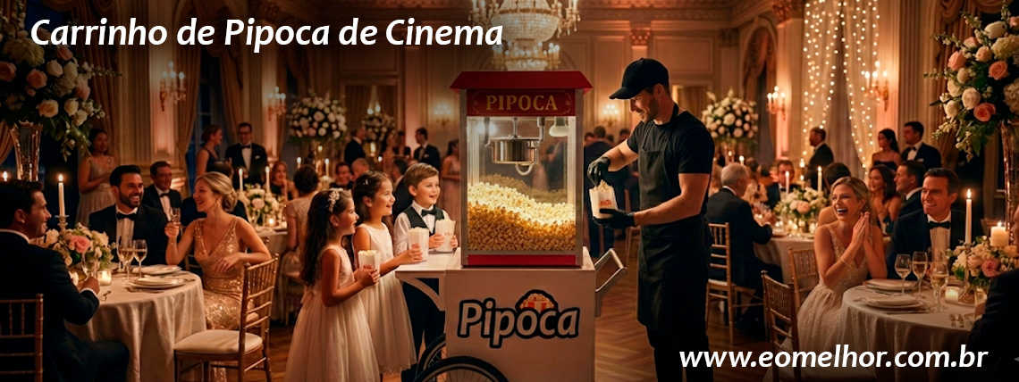 Carrinho de Pipoca de Cinema Branco