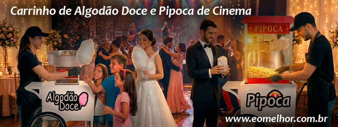 Carrinho de Pipoca e Carrinho de Algodao Doce Branco